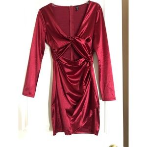 Red Satin Windsor Long sleeve dress